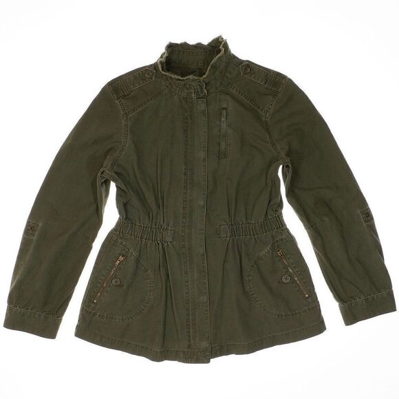 Elle Jackets & Blazers - Elle Military Jacket Size M Womens Army Green Distress Full Zip Elastic Waist